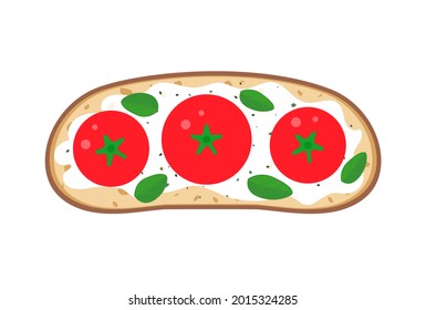 Brustetta mit Kirschtomaten-Hüttenkäse Basilikum und Kräuter traditionelle italienische Lebensmittel gesunde Sandwich Vektorgrafik