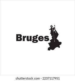 Bruges map and black lettering design on white background
