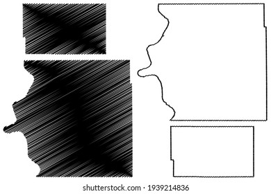 Brule and Bennett County, State of South Dakota (U.S. county, United States of America) map vector illustration, scribble sketch map