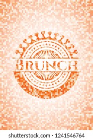 Brunch abstract orange mosaic emblem