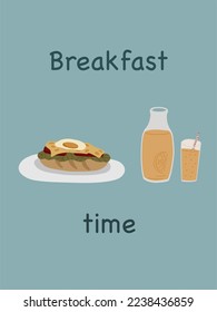 Brunch banner with orange juice and sandwich