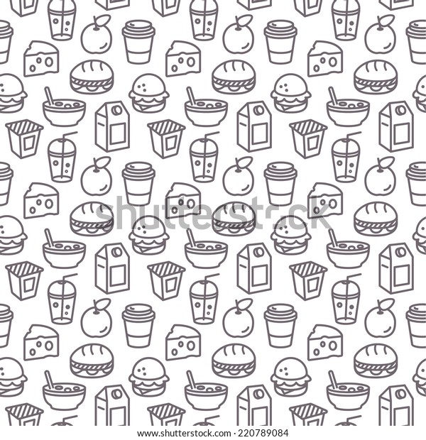 Brunch Breakfast Repeating Seamless Food Pattern Stock Vector (Royalty ...