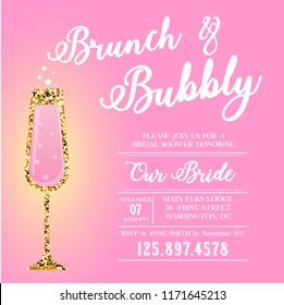 Brunch and Bubbly invitation. Bridal shower.