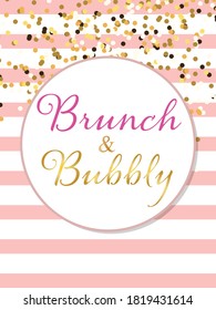 Brunch and Bubbly invitation. Bridal shower. Vector illustration. 
