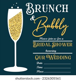 Brunch and bubbly invitation, bridal shower icon, vector, illustration