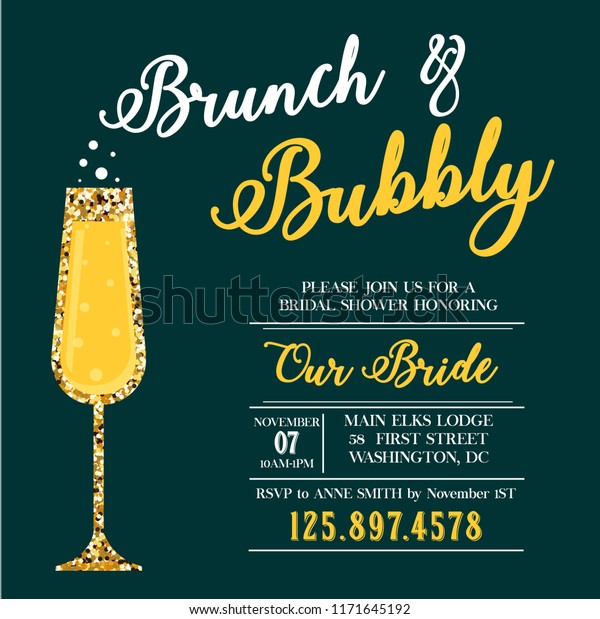 Brunch Bubbly Invitation Bridal Shower Stock Vector (Royalty Free ...