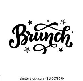 Brunch Calligraphy Vector Logo Badge, Hand Written Modern Lettering. Elegant Logotype For Menu, Invitation, Social Media. Vintage Retro Style.