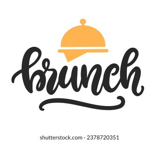 Insignia del logotipo del vector de caligrafía de brunch, logotipo de invitación. Escribir a mano letras modernas para menú, invitación, medios sociales. Estilo retro vintage.