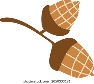 Brunch of forest hazelnuts art on the white isolated background.