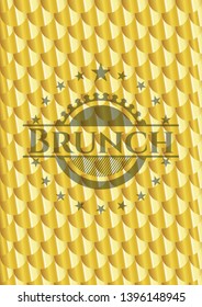 Brunch golden badge. Scales pattern. Vector Illustration. Detailed.