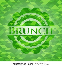 Brunch green emblem with mosaic background