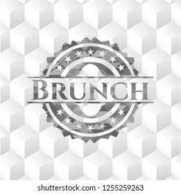 Brunch grey emblem with geometric cube white background