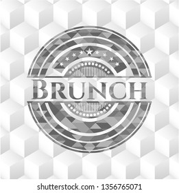 Brunch grey emblem with geometric cube white background