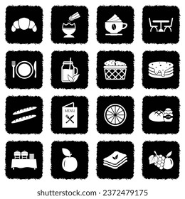 Iconos de brunch. Diseño plano negro oscuro. Ilustración vectorial.
