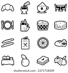 Brunch Icons. Line With Fill Design. Vector Illustration.