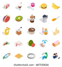 Brunch icons set. Isometric set of 25 brunch vector icons for web isolated on white background