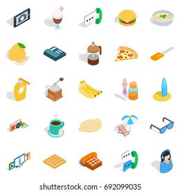Brunch icons set. Isometric set of 25 brunch vector icons for web isolated on white background
