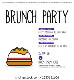 Brunch Party Invitation Design with Where and When Details
