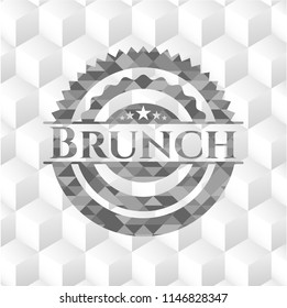 Brunch realistic grey emblem with cube white background