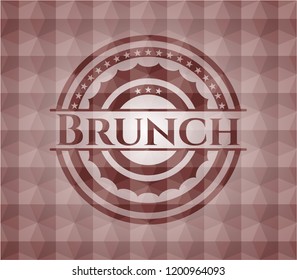 Brunch red badge with geometric pattern background. Seamless.