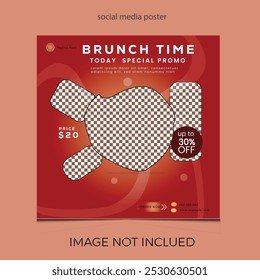 Brunch square flyer template design