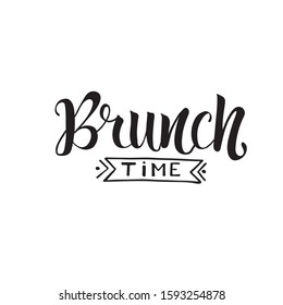 Brunch time - hand writing calligraphy text for decoration restaurant, cafe, menu. Vector stock inscription isolate on white background. EPS10