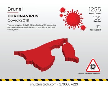 Brunei  Affected Country Map of Coronavirus Disease Design Template
