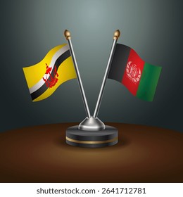 Brunei and Afghanistan table flags relation with gradient backgrund