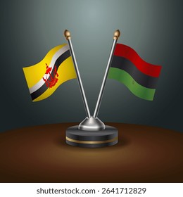 Brunei and African American table flags relation with gradient backgrund