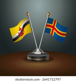 Brunei and Aland Islands table flags relation with gradient backgrund