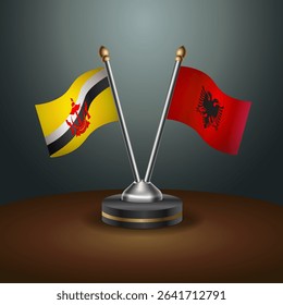 Brunei and Albania table flags relation with gradient backgrund