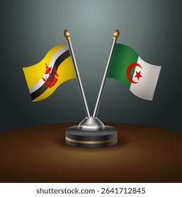 Brunei and Algeria table flags relation with gradient backgrund