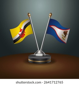 Brunei and American Samoa table flags relation with gradient backgrund