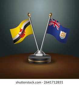 Brunei and Anguilla table flags relation with gradient backgrund