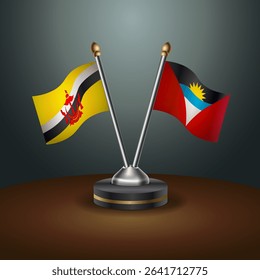 Brunei and Antigua and Barbuda table flags relation with gradient backgrund