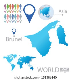Brunei. Asia. World Map. vector Illustration.