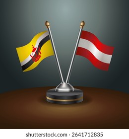 Brunei and Austria table flags relation with gradient backgrund
