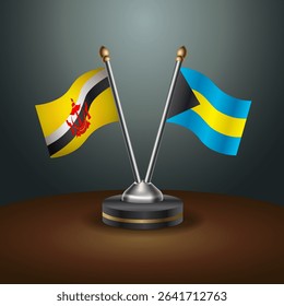 Brunei and Bahamas table flags relation with gradient backgrund