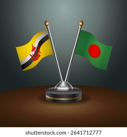 Brunei and Bangladesh table flags relation with gradient backgrund