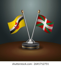 Brunei and Basque lands table flags relation with gradient backgrund