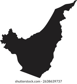 Brunei black map silhouette vector style with white background