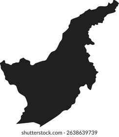 Brunei black map silhouette vector style with white background