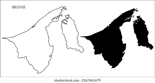 Brunei Blank Map, Brunei Map Outline Vector Images