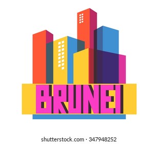 Brunei in Borneo is a beautiful country to visit. vintage vector illustration.