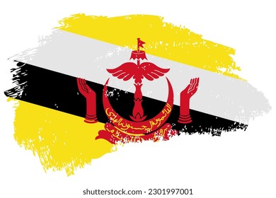 Brunei brush stroke flag vector background. Hand drawn grunge style Bruneian painted isolated banner.