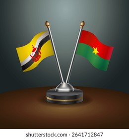 Brunei and Burkina table flags relation with gradient backgrund