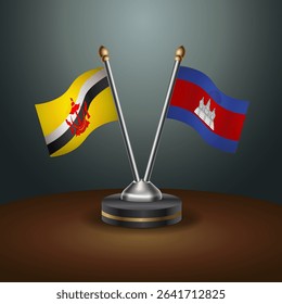 Brunei and Cambodia table flags relation with gradient backgrund