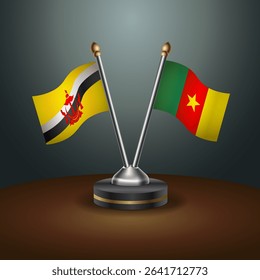 Brunei and Cameroon table flags relation with gradient backgrund