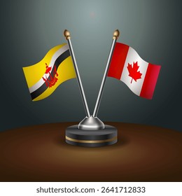 Brunei and Canada table flags relation with gradient backgrund