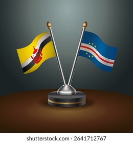 Brunei and Cape Verde table flags relation with gradient backgrund